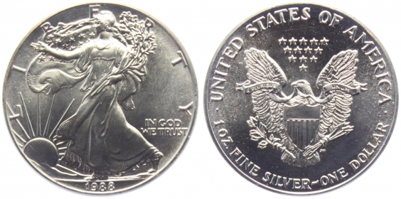 USA - 1988 - Silber Eagle - 1 Dollar - 1 Unze -  unc.