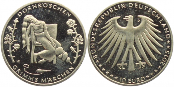 BRD - J 595 - 2015 - Grimms Märchen - Dornröschen - 10 Euro - bankfrsich