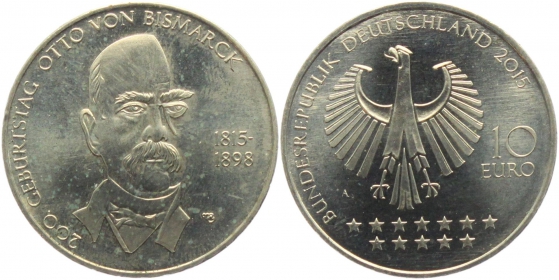 BRD - J 596 - 2015 - 200. Geburtstag von Otto von Bismarck - 10 Euro - bankfrisch