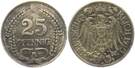 Kaiserreich - J 18 - 1910 A - 25 Pfennig - ss