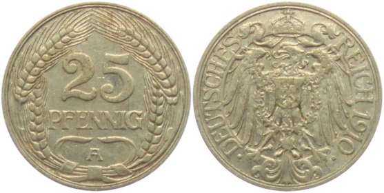 Kaiserreich - J 18 - 1910 A - 25 Pfennig - ss