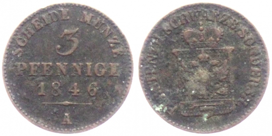 Schwarzburg-Sondershausen - 1846 A - Günther Friedrich Karl II. (1839-1880) - 3 Pfennig - s