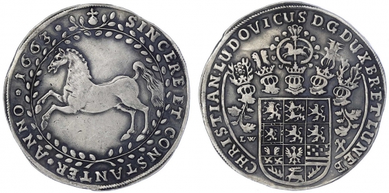 Braunschweig-Lüneburg-Celle - 1663 LW - Christian Ludwig (1648-1665) - Reichstaler - gutes ss