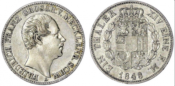 Mecklenburg-Schwerin - 1848 A - Friedrich Franz II. (1842-1883) - Taler - f.vz