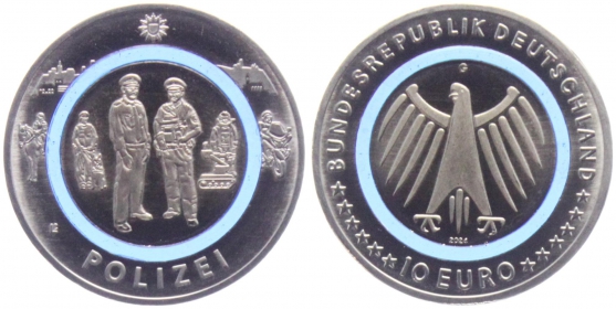 BRD - 2024 G - Polizei - Im Dienst der Gesellschaft - mit blauem Polymerring - 10 Euro  bfr.