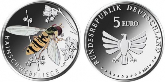 BRD - 2024 - Hainschwebfliege - aus der Serie Wunderwelt Insekten - 5 Euro - bfr.