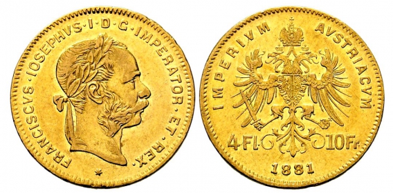 Österreich / Ungarn - 1881 - Franz Joseph I. (1848-1916) - 4 Florin / 10 Franken- vz