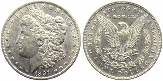 USA - 1891 CC - Morgan Dollar - Carson City - 1 Dollar - vz-st