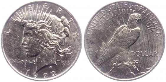 USA - 1922 - Peace Dollar - Philadelphia - 1 Dollar - f.vz