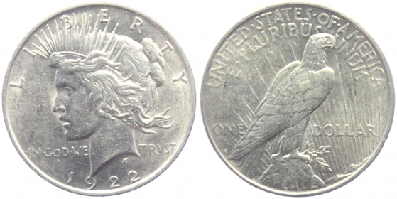 USA - 1922 D - Peace Dollar - Denver - 1 Dollar - vz