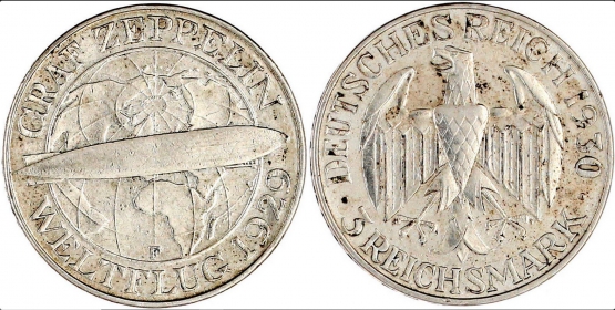 Weimarer Republik - J 342 - 1930 F - Zeppelin - 3 Reichsmark - vz