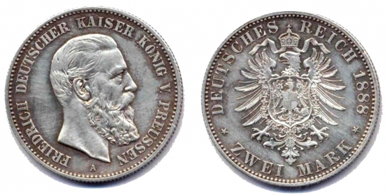 Preussen - J 98 - 1888 - Friedrich III. (1888) - 2 Mark - vz