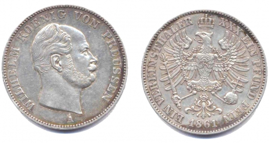 Preussen - 1861 A - Kaiser Wilhelm I. (1861-1888) - Vereinstaler - vz