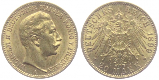 Preussen - J 252 - 1899 A - Wilhelm II. (1888-1918) - 20 Mark - f.vz