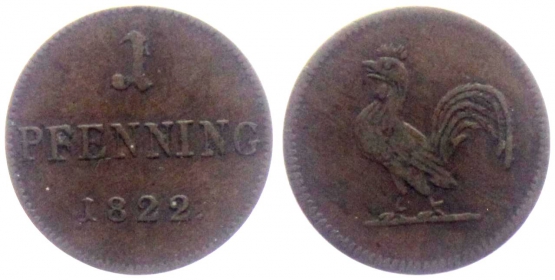 Frankfurt - 1822 - 1 Judenpfennig - Hahn - f.vz