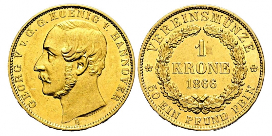 Braunschweig-Calenbach-Hannover - 1866 B - Georg V. (1851-1866) - 1 Krone - vz-st