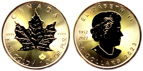 Kanada - 2023 - Maple Leaf - 1 Unze - 50 Dollars - st/BU in Kapsel