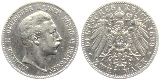 Preussen - J 102 - 1899 A - Kaiser Wilhelm II. (1888-1918) - 2 Mark - ss+