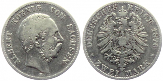 Sachsen - J 121 - 1876 E - Albert (1873-1902) - 2 Mark - s-ss