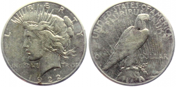 USA - 1922 S - Peace Dollar - San Francisco - 1 Dollar - ss