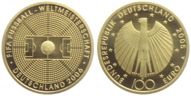 Deutschland - 2005 J - Fussball WM 2006 in Deutschland - 100 Euro - 1/2 Unze - st