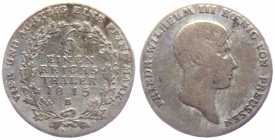 Preussen - 1815 B - Friedrich Wilhelm III. (1797-1840) - 1/6 Taler - ss