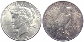 USA - 1922 S - Peace Dollar - San Francisco - 1 Dollar - vz