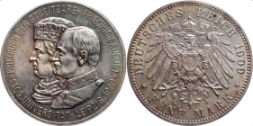 Sachsen - J 139 - 1909 - Friedrich August III. (1904-1918) mit Friedrich I. - Uni Leipzig - 5 Mark - vz-st