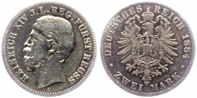 Reuss, jüngere Linie - J 120 - 1884 A - Heinrich XIV. (1867-1913) - 2 Mark - s-ss