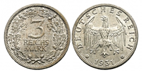 Weimarer Republik - J 349 - 1931 A - 3 Reichsmark - f.st