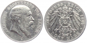 Baden - J 33 - 1907 G - Friedrich I. (1852-1907) - 5 Mark - ss