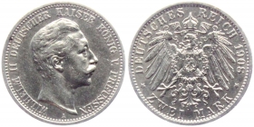 Preussen - J 102 - 1908 A - Kaiser Wilhelm II. (1888-1918) - 2 Mark -  vz